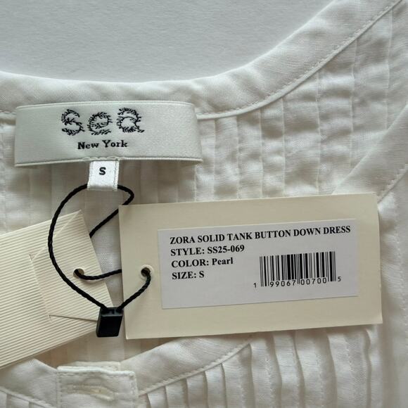 Sea NY Zora Dress Pearl White NEW Size Small Ramie Cotton Summer Wedding Beach - Picture 4 of 7